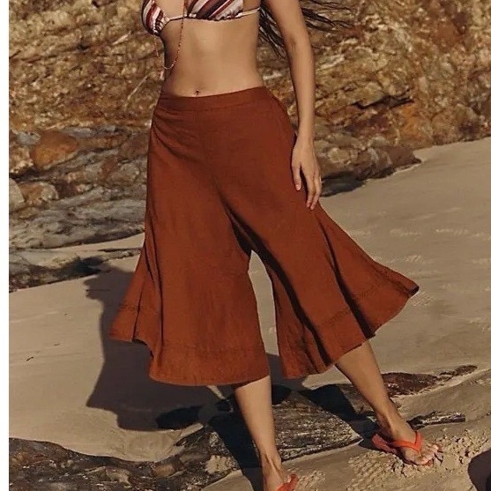Free People Celina Culotte Wide Leg‎ Pants Sugar Almond Small New New With Tags - Picture 1 of 9